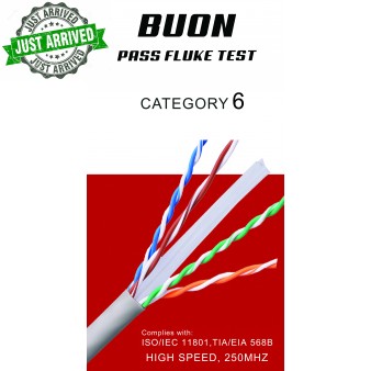 BUON 10 UTP CAT6 CABLE WITH PASS FLUKE TEST CCA 0.57MM 23AWG CCA  100M